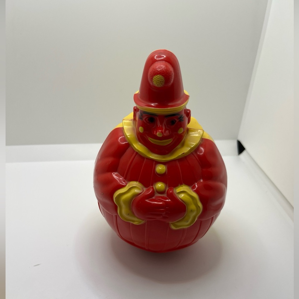 Vintage 1950s Roly Poly Clown red and yellow